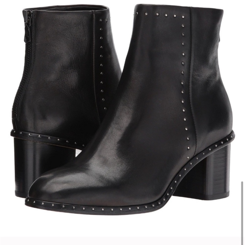 rag & bone Willow Black Leather Studded Ankle Boot